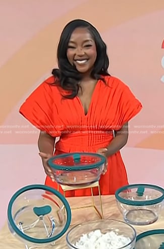 Makho’s red pleated dress on Today