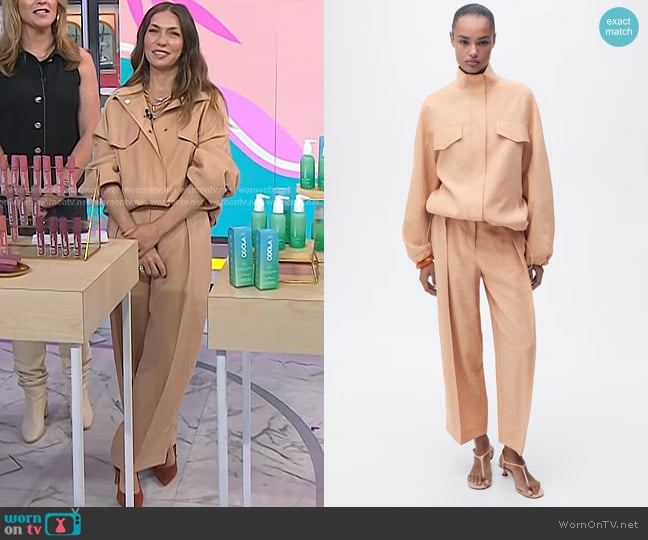 Mango Oversized Lyocell Jacket with Pockets and Pants worn by Melissa Garcia on Today