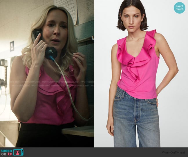 Mango Ruffled cotton top worn by Maddie Lockwood (Anna Camp) on You