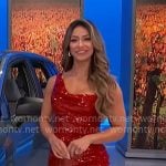 Manuela’s red sequin one-shoulder mini dress on The Price is Right
