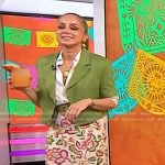 Marcela Valladolid’s green short sleeve blazer and floral skirt on Today