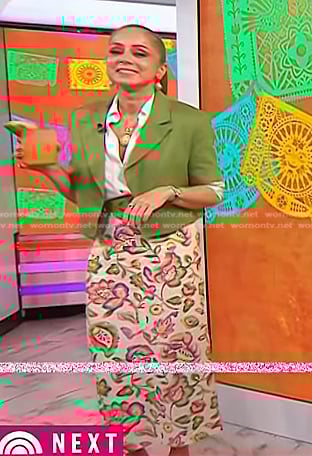 Marcela Valladolid's green short sleeve blazer and floral skirt on Today