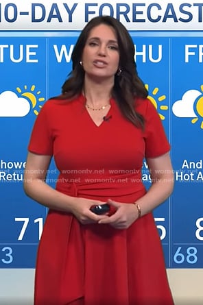 Maria's red v-neck short sleeve dress on Today