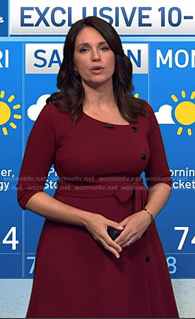 Maria's burgundy button detail dress on Today