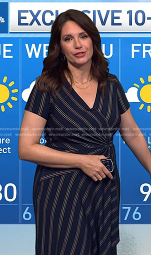 Maria's navy striped wrap dress on Today