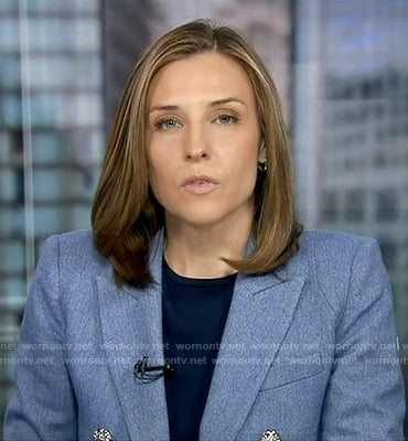 Mary's blue blazer with silver buttons on Good Morning America