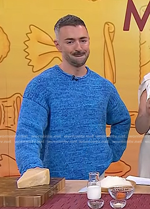 Matteo Lane's blue space dye sweater on Today