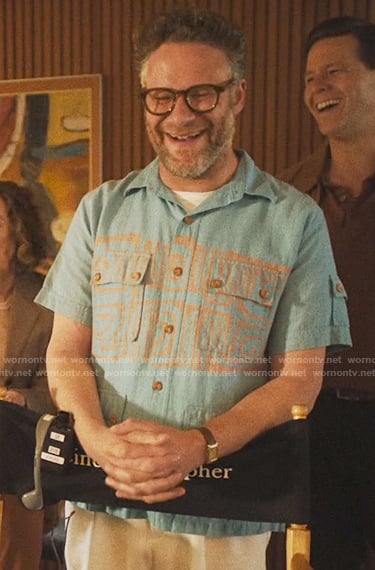 Matt’s blue pocket front shirt on The Studio