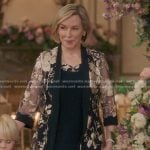 Maureen’s black floral sheer jacket dress on Greys Anatomy