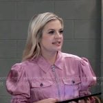 Maxie’s pink satin zip up jacket on General Hospital