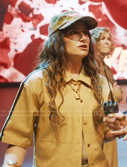 Maya's khaki Adidas top on The Studio