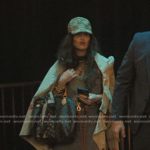 Maya’s beige print trench coat on The Studio