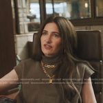 Maya’s brown mock neck top on The Studio