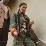 Maya’s camo print jacket and pants on The Studio
