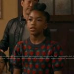 Mara's navy strawberry print top on 9-1-1