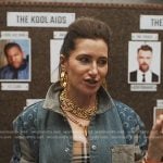 Maya’s plaid bralette and denim shirt jacket on The Studio