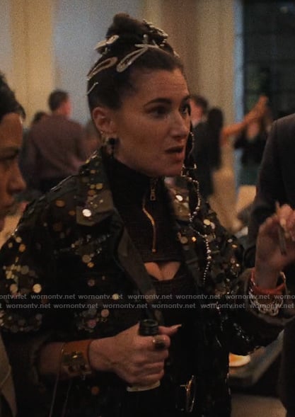 Maya’s sequin camo jacket and pants on The Studio