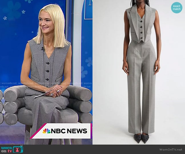 McQueen Houndstooth Wool & Mohair Vest and Trousers worn by Zanna Roberts Rassi on Today