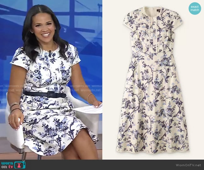 Me + Em Cotton Modern Botanical Print Midi Dress worn by Laura Jarrett on Today