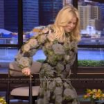 Megan Hilty’s floral print blouse and maxi skirt on Live with Kelly and Mark