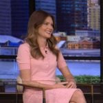 Meghann Fahy’s pink polo top and tweed skirt on Live with Kelly and Mark
