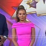 Mel B’s pink off shoulder mini dress on Today