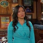 Melinda’s turquoise blue shirtdress on Days of our Lives