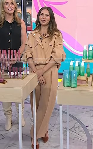 Melissa Garcia’s beige flap pocket top and pants on Today