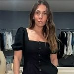 Melissa Garcia’s black square neck midi dress on Today