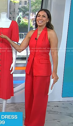 Melissa Garcia’s red halter vest and wide-leg pants on Today