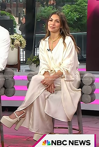 Melissa Garcia’s white draped wrap dress on Today
