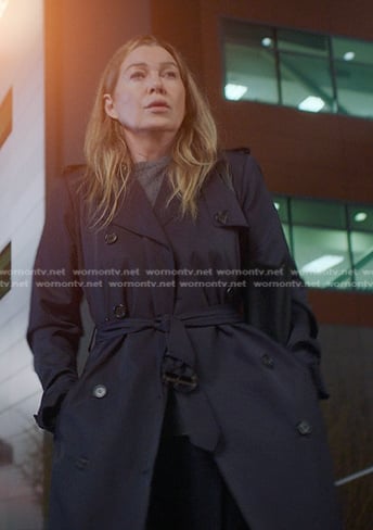 Meredith’s black trench coat on Greys Anatomy