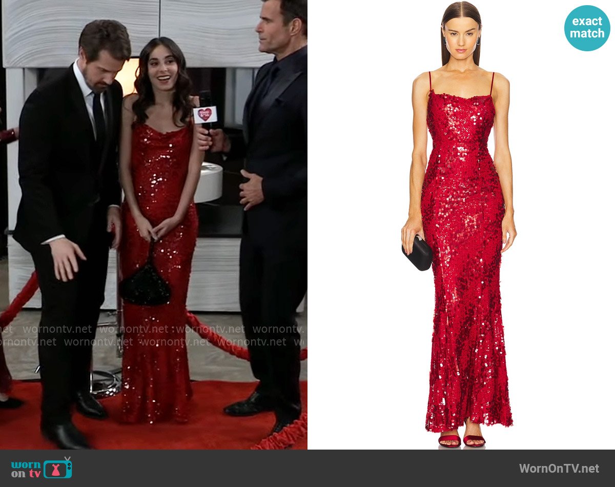 Molly’s red sequin gown at Nurses Ball 2025 on General Hospital