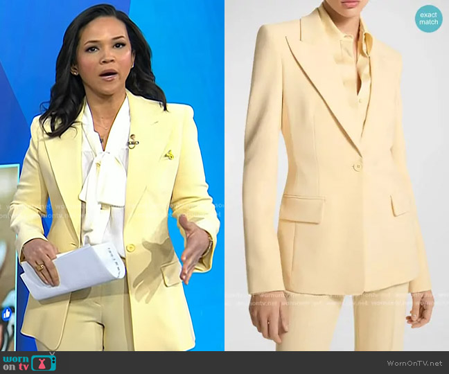 Michael Kors Collection Georgina One-Button Wool Blazer in Parchment worn by Laura Jarrett on Today