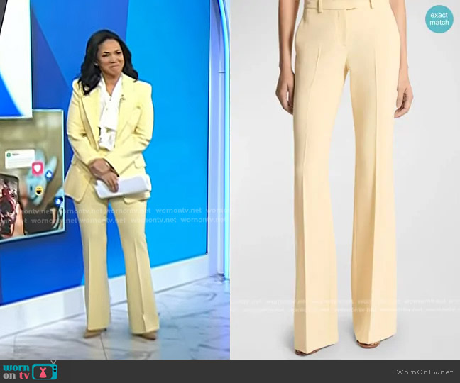Michael Kors Collection Haylee Flare Crepe Trousers in Parchment worn by Laura Jarrett on Today