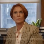 Miranda’s striped double breasted blazer on And Just Like That