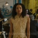 Mishi’s white metallic lace top and shorts on Etoile