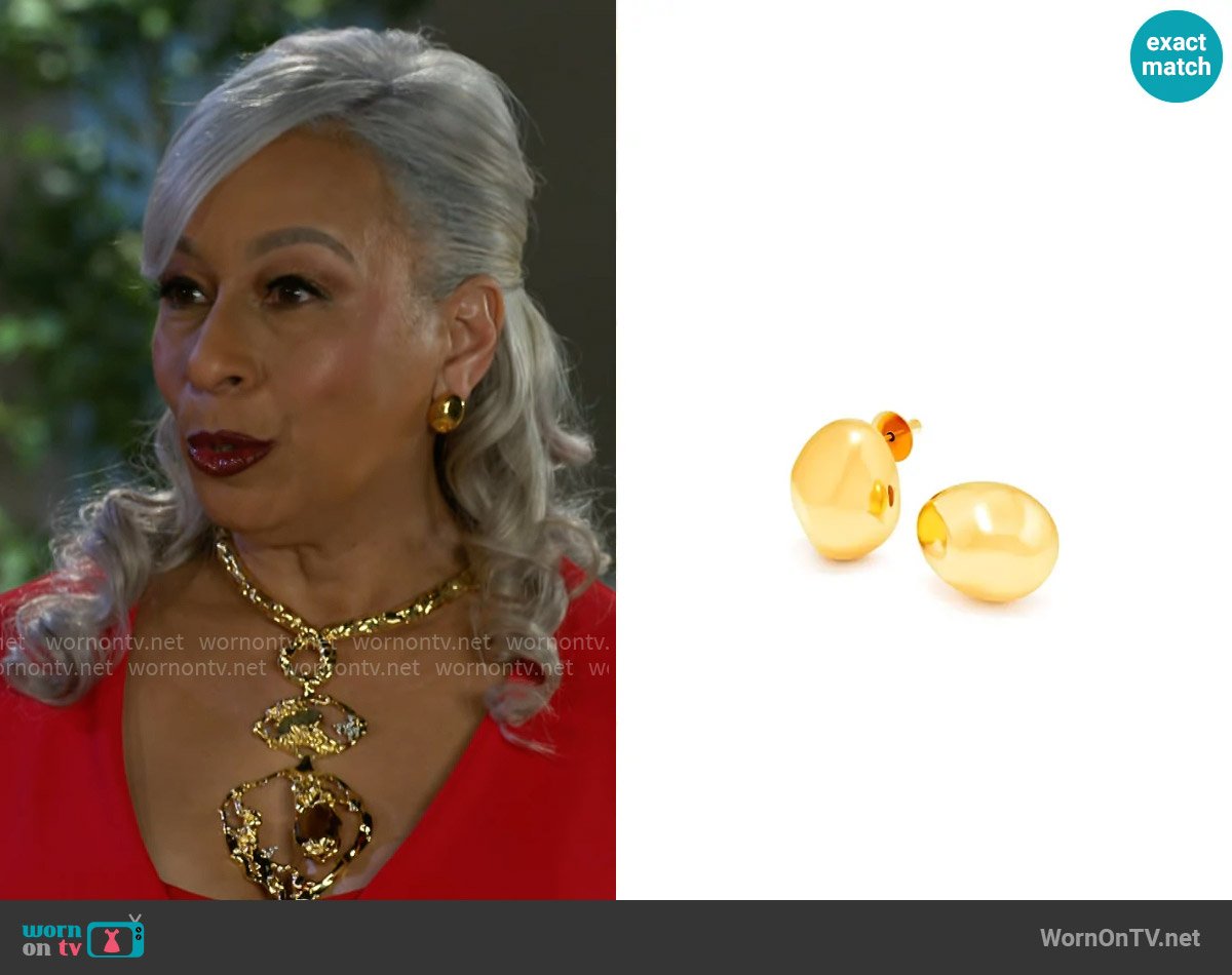 Misho Mini Droplet Studs worn by Anita Dupree (Tamara Tunie) on Beyond the Gates
