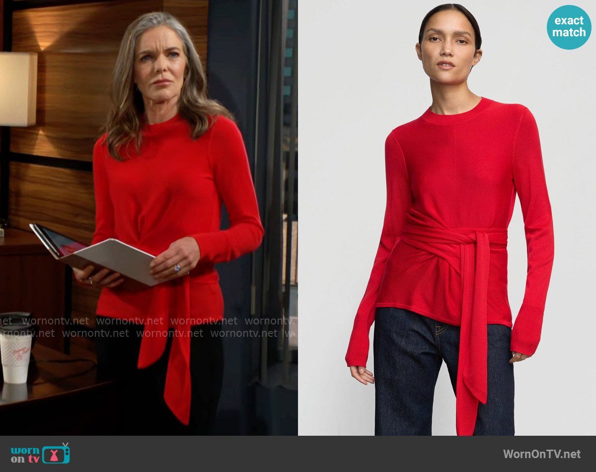Modern Citizen Robin Tie-Front Tencel-Wool Sweater worn by Phyllis Summers (Michelle Stafford) on The Young and the Restless