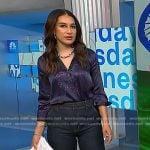 Morgan's purple chain print blouse and jeans on NBC News Daily