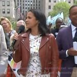 Laura’s brown leather moto jacket on Today