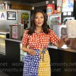 Nancy Chen’s colorblock dotted shirtdress on CBS Mornings