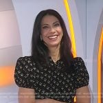 Natalie’s black bee print puff sleeve blouse on Today