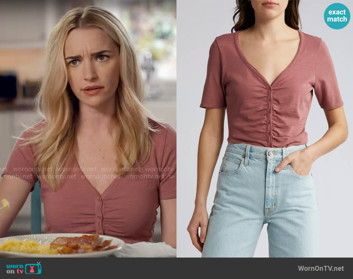 Nation LTD Carlotta Top worn by Georgia Miller (Brianne Howey) on Ginny & Georgia