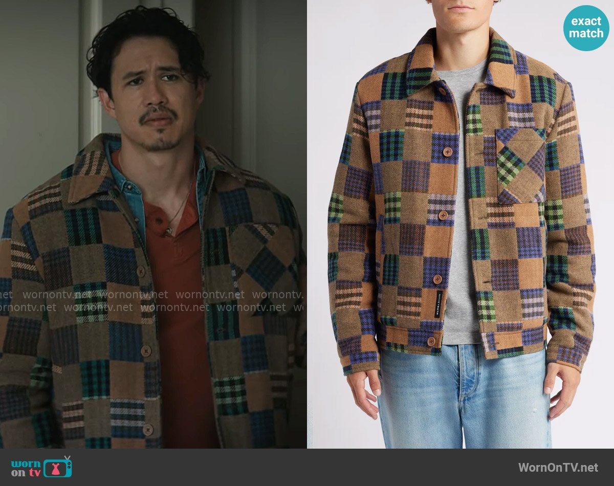 Native Youth Patchwork Button-Up Jacket worn by Doug (Alexander Hodge) on Grosse Pointe Garden Society