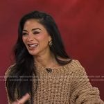 Nicole Scherzinger’s brown off-shoulder knit sweater and skirt on Today