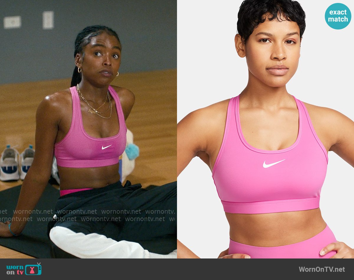 Nike Swoosh Medium Support in Playful Pink worn by Keisha Clark (Lovie Simone) on Forever