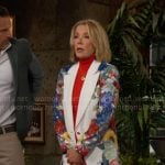 Nikki’s white floral suit on The Young and the Restless