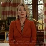 Nikki’s orange wrap front suit on The Young and the Restless