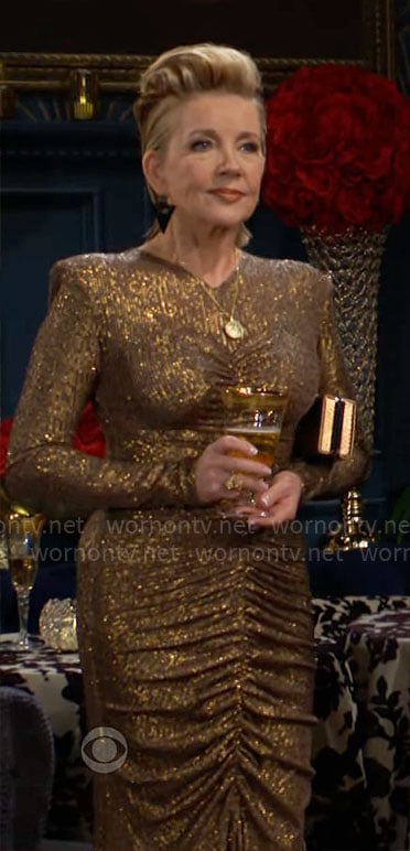 Nikki’s gold sequin birthday party dress on The Young and the Restless